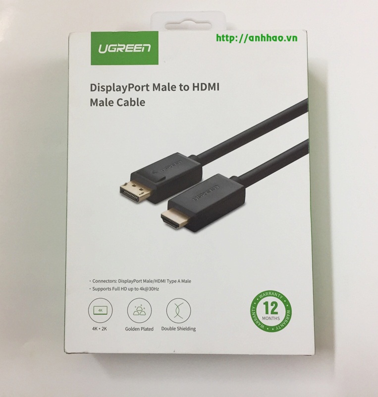 Cáp Displayport sang HDMI 2M ugreen 10202 chính hãng